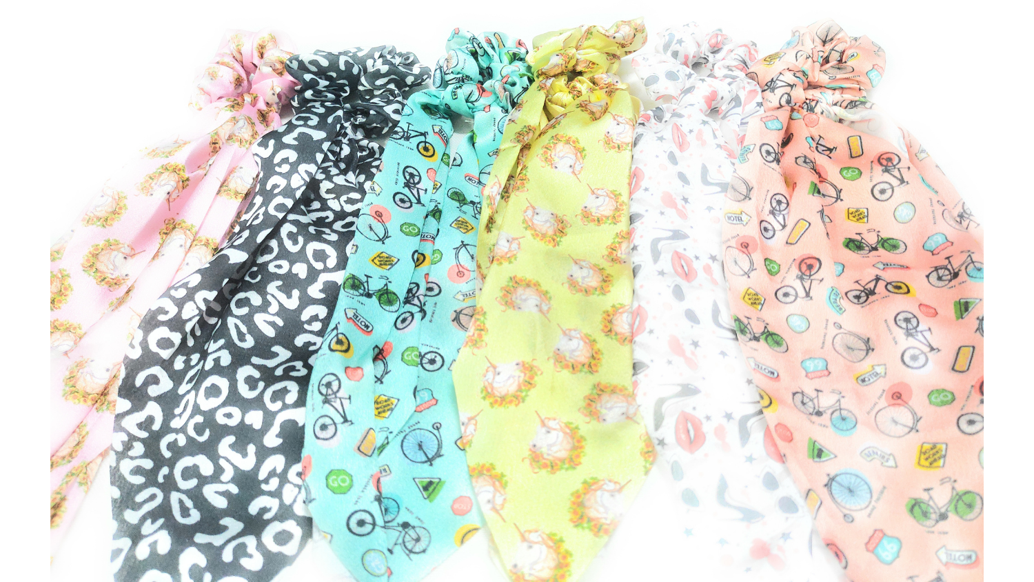 Printed Ribbon Scarf Scrunchies 7