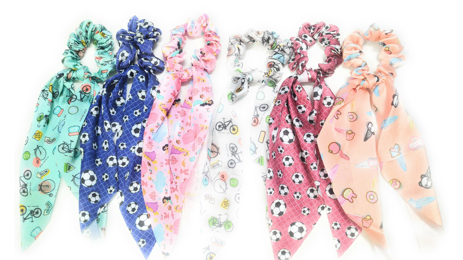 Printed Ribbon Scarf Scrunchies 3