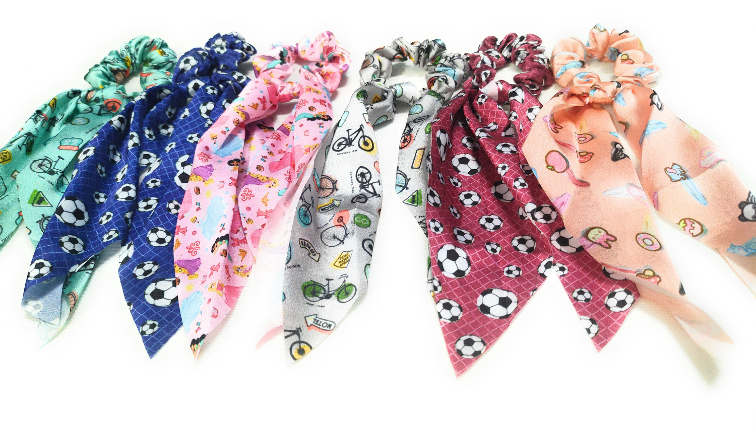 Printed Ribbon Scarf Scrunchies 1