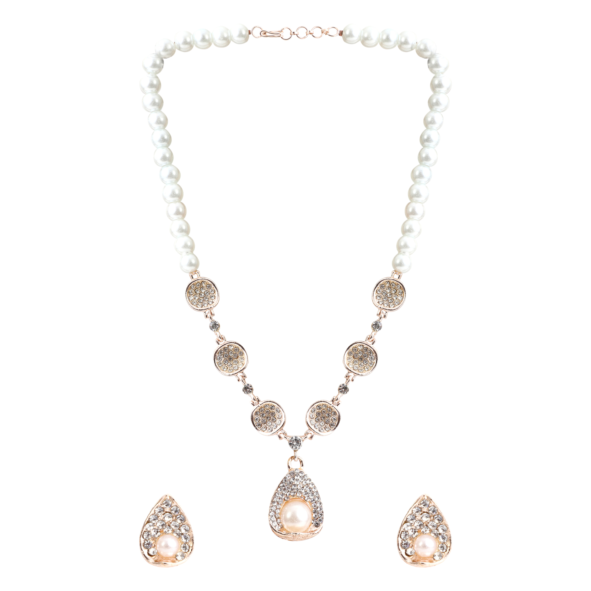 Alloy Jewellery Set Gold White - Image 2