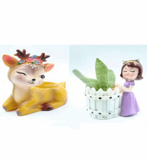 Deer and Girl Planter