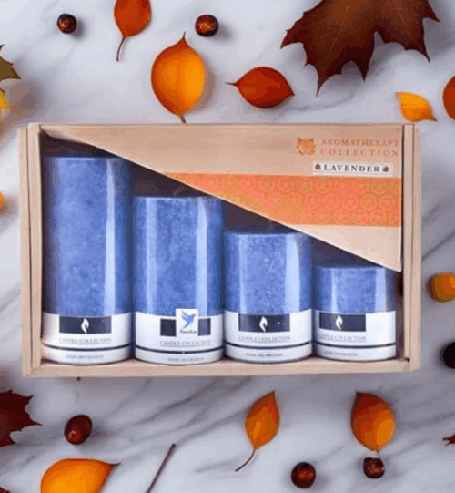 4 Lavender Pillar Candles