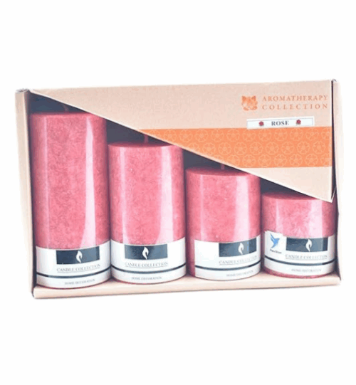 4 Rose Pillar Candles