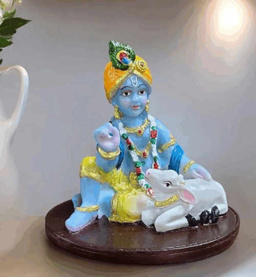 Krishna with Kamdhenu Cow