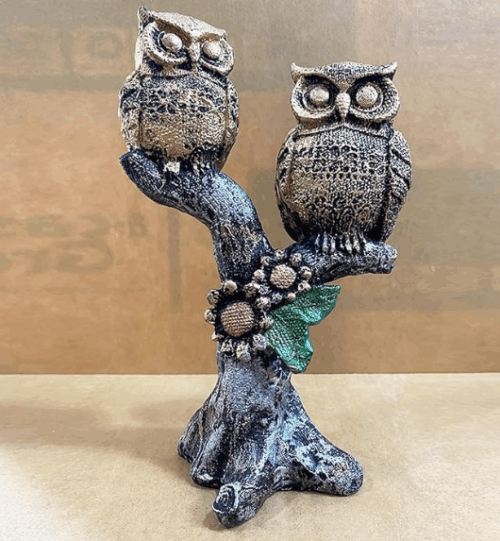 Owl Pair Sitting on Tree