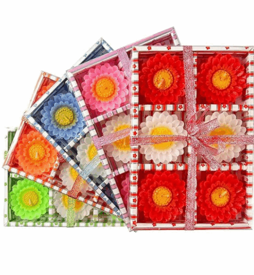 6 Sunflower Shaped Floating Candles